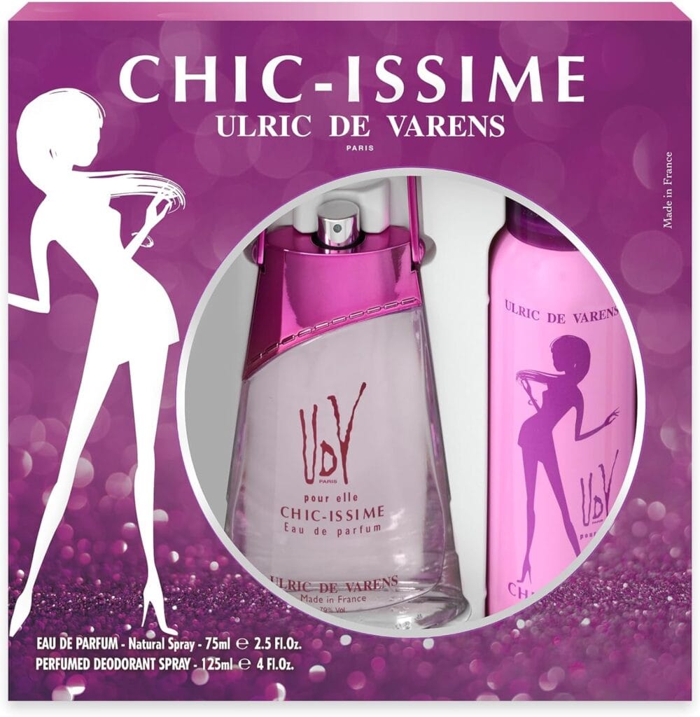 ULRIC DE VARENS - Coffret Parfum Femme Chic-Issime - Eau de Parfum 75 ml + Déodorant Spray 125 ml - Floral Blanc - Made in France
