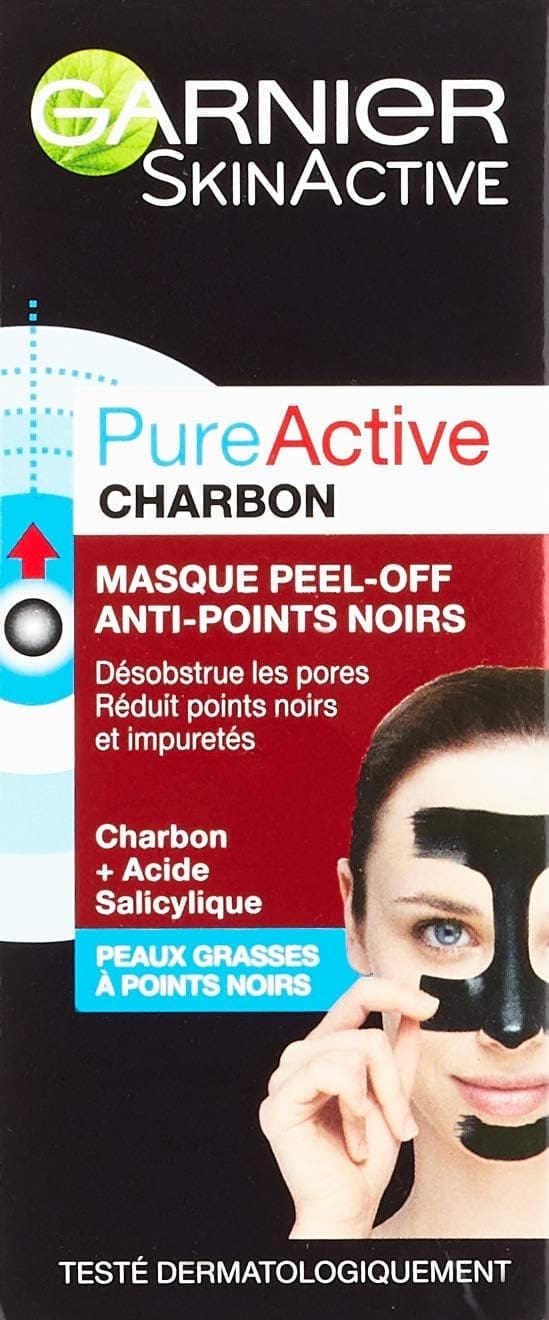 GARNIER Skin Active - Masque Peel-Off Anti-Points Noirs - Réduit les Pores & les Impuretés - Charbon & Acide Salicylique - Vegan & Cruelty Free