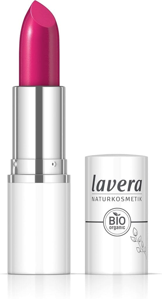 Lavera Cream Glow Lipstick - Peachy Nude 04 - Rouge à Lèvres Vegan Couleur Intense et Fini Satiné Brillant - 6 Heures de Tenue