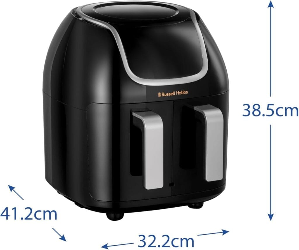 Russell Hobbs Air Fryer Double panier (2 Paniers à 4,25L | 8,5L total) technologie Rapid Air (8-en-1, écran tactile, ajout d'aliments, 200°C) Dual...