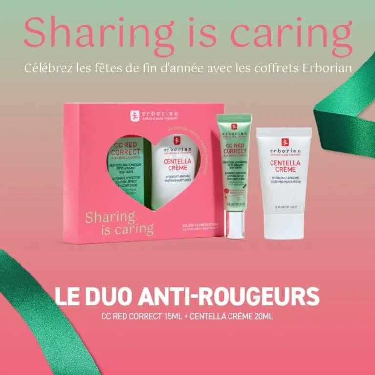 Erborian - Le Duo Anti-rougeurs - Coffret Soin Visage CC Red x Centella Crème - CC Red Correct 15ml + Centella Crème 20ml - Soin Cosmétique Coréen