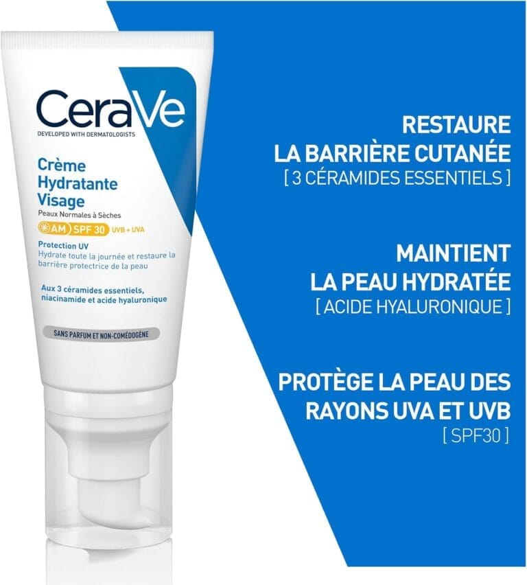 CeraVe - Crème Hydratante Visage SPF30 - Crème de Jour avec Protection UVB + UVA