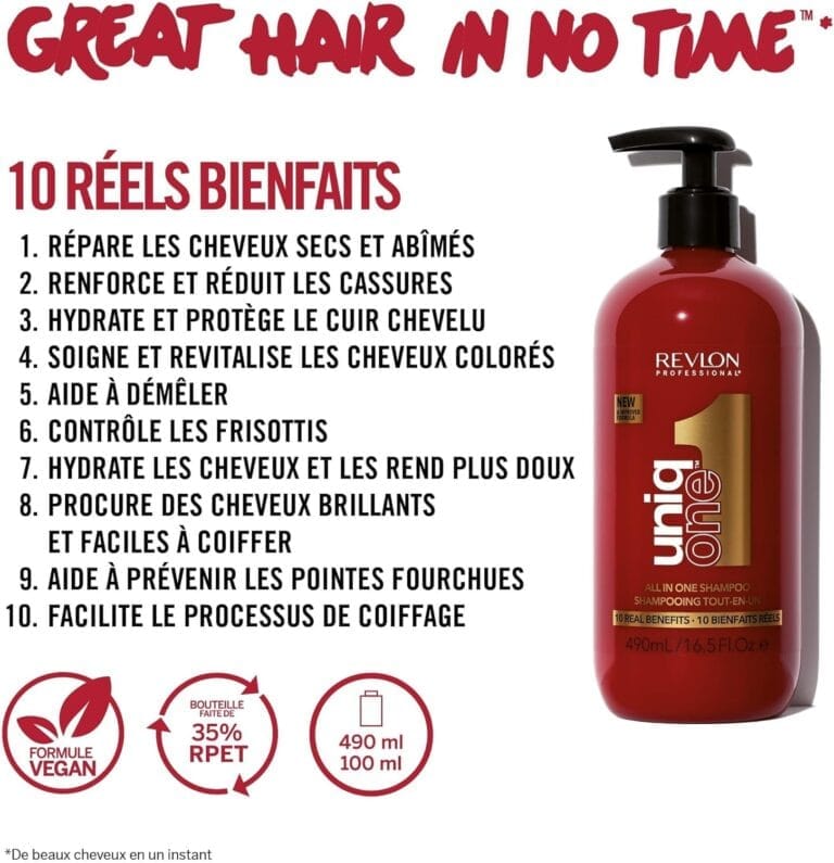 Revlon Professional UniqOne - Shampoing et Après shampoing 2en1 - Soin des Cheveux, Formule Vegan - Tous Types de Cheveux - Shampoing Hydratant - Soin...
