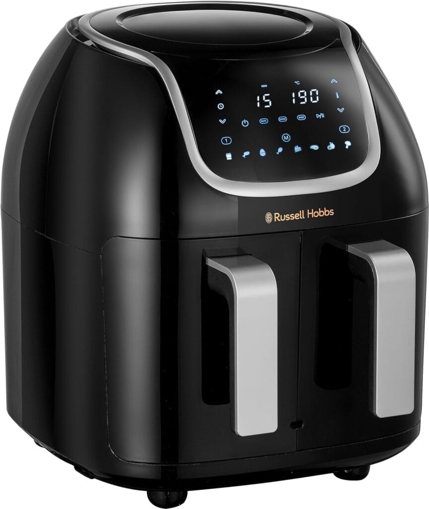 Russell Hobbs Air Fryer Double tiroir [2 Paniers 4,25L ou 8,5L au total ] SatisFry Snappi (8 en 1, écran tactile, synchronisation des temps de cuisson,...
