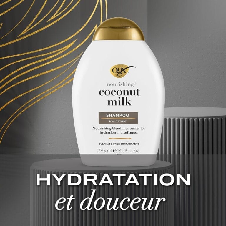 OGX - Shampoing Coconut Milk (385 ml) – Shampoing hydratant au lait de coco – Soin capillaire sans parabène et sans tensioactifs sulfatés