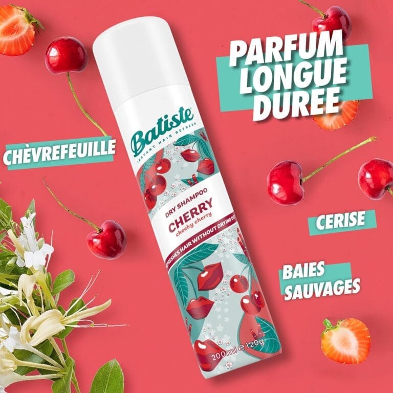 Batiste Shampooing Sec, Cherry, Rafraichit les Cheveux et Apporte du Volume, Parfum Cerise, Absorbe Excès de Sebum, Sans Rinçage, lot de 3 unites de 200ml