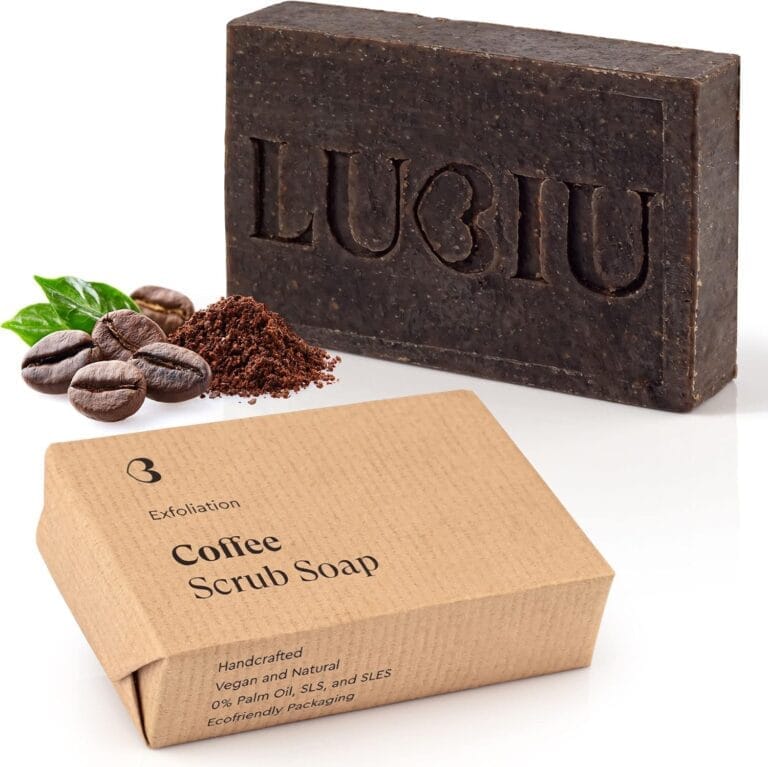 lubiu Savon Exfoliant au Café 100g - Savon Corps Solide et Savon Main Bio - Parfum Savon Naturel Bio - Savon Artisanal et Savon Vegetal Bio